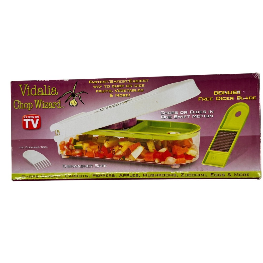 Vidalia Chop Wizard Food‎ Chopper Dicer Green White New in Worn Box ASOTV